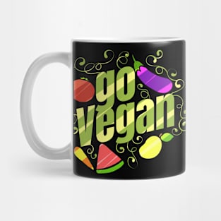 Watermelon, Eggplant, Carrot, Tomato And Pear - Go Vegan Mug